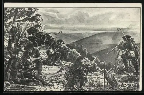 AK Französische Alpenjäger in den Vogesen