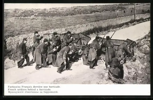 AK French soldiers behind a barricade