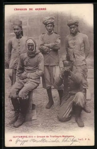 AK Groupe de Tirailleurs Marocains, Septembre 1914