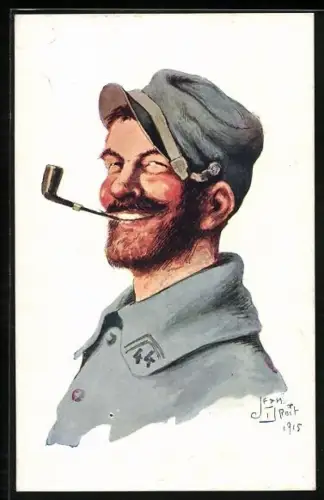 AK Lachender 44er Infanteriesoldat