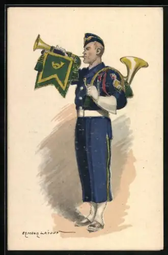 Künstler-AK Edmond Lajoux: Hornist, Uniform