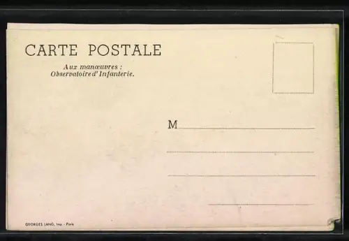 AK Aux manoeuvres, Observatoire d` Infanterie