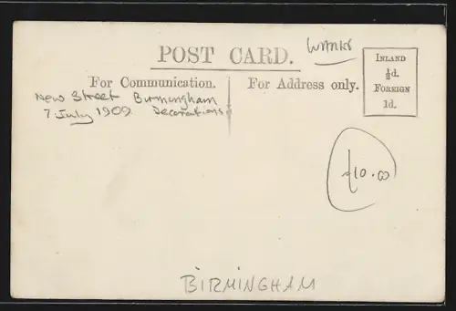 AK Birmingham, Royal Visit to Birmingham 1909