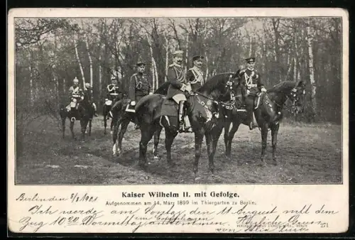 AK Kaiser Wilhelm II. mit Gefolge im Thiergarten Berlin 1899