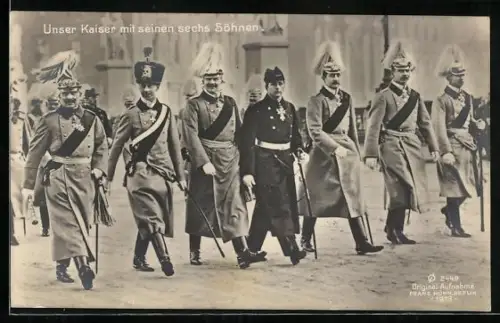 AK Unser Kaiser mit seinen sechs Söhnen, Wilhelm II.