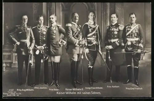 AK Kaiser Wilhelm II. mit seinen Söhnen