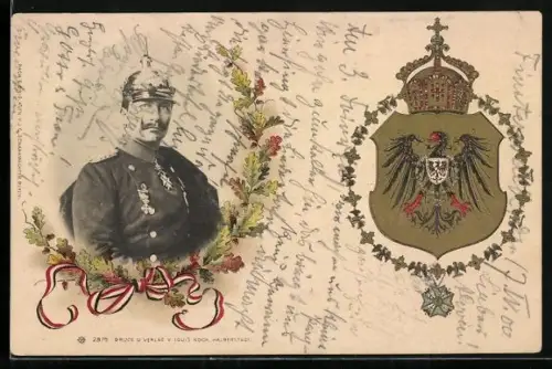 AK Kaiser Wilhelm II. mit Wappen