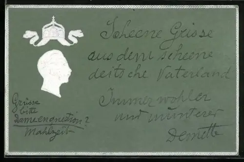 AK Profil von Kaiser Wilhelm II. mit Krone