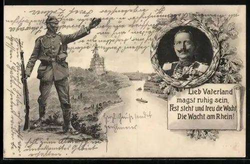 AK Porträt von Kaiser Wilhelm II., Soldat in Uniform