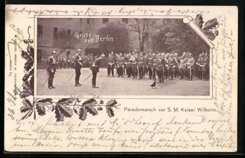 AK Berlin, Rabe beim Parademarsch vor Kaiser Wilhelm II.
