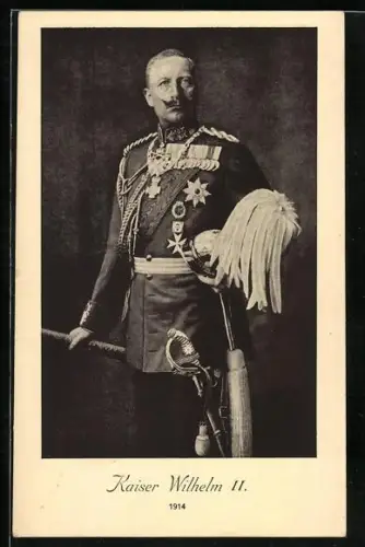 AK Kaiser Wilhelm II., 1914, Portrait in Uniform