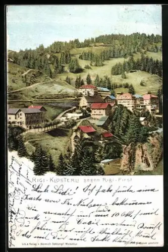 AK Rigi-Klösterli, Ortsansicht gegen Rigi-First