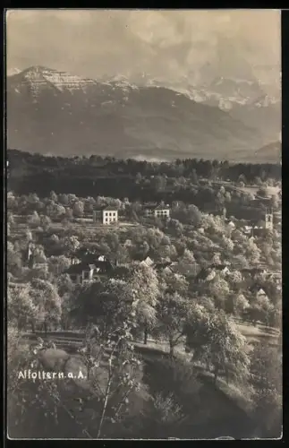 AK Affoltern a. A., Teilansicht gegen die Berge