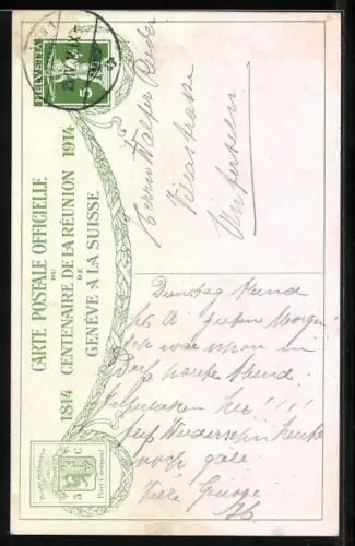 Künstler-AK Geneve, Defile des troupes suisses devant le gouvernement provisoire, Soldaten in Uniformen