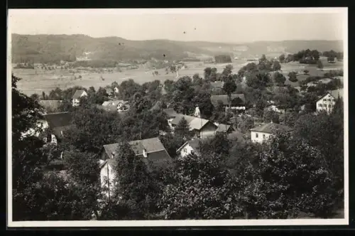 AK Moosleerau /Aargau, Ortsansicht vom Berghang aus