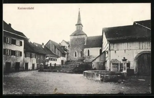AK Kaiserstuhl, Ortspartie mit Kirche