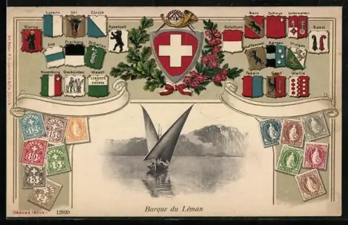 AK Lac Léman, Barque du Léman, Armoiries des cantons