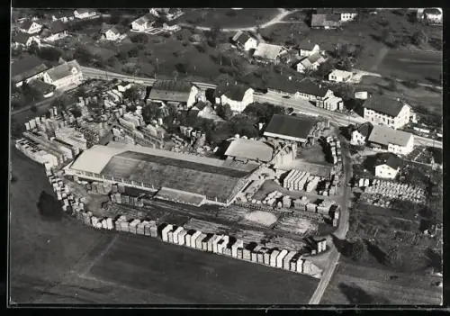 AK Fischbach, Holzwarenfabrik R. Burkhalter vom Flugzeug aus