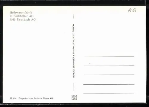 AK Fischbach, Holzwarenfabrik R. Burkhalter vom Flugzeug aus