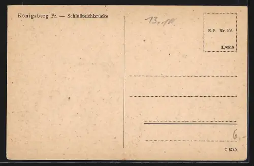 AK Königsberg, Partie an der Schlossteichbrücke