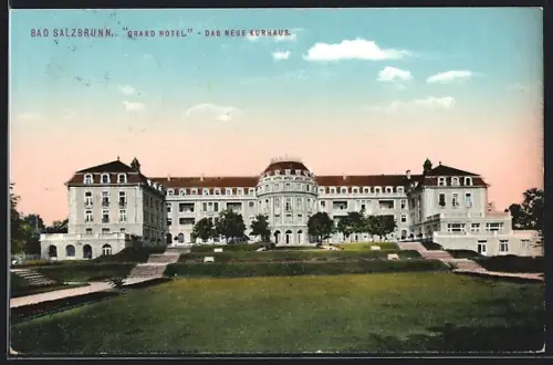 AK Bad Salzbrunn, Grand Hotel / Das neue Kurhaus