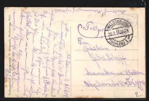 AK Waldenburg /Schl., Ortsansicht mit Kirchen aus der Vogelschau, im Rahmen