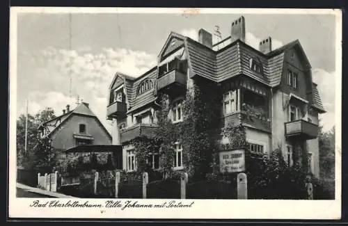 AK Bad Charlottenbrunn, Villa Johanna mit Postamt