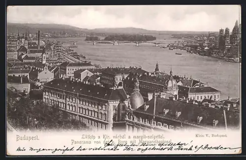 AK Budapest, Panorama von der Königlichen Burg