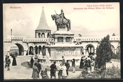 AK Budapest, Monument des Königs Stefan des Heiligen