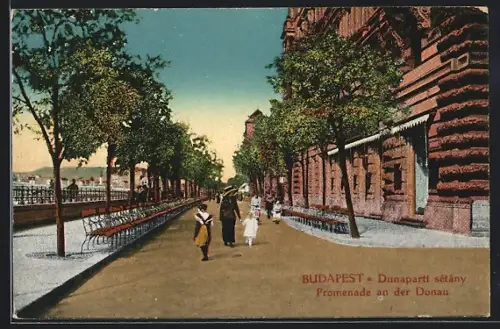 AK Budapest, Promenade an der Donau