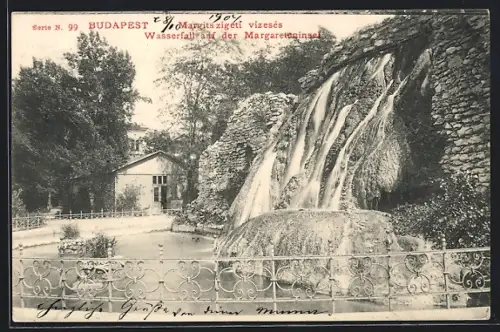 AK Budapest, Margaretheninsel, Wasserfall