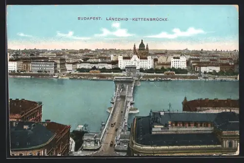 AK Budapest, Blick über die Kettenbrücke