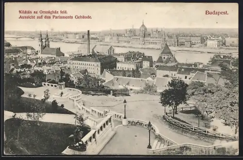 AK Budapest, Aussicht auf das Parlaments Gebäude