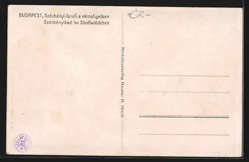 AK Budapest, Széchényi-Bad im Stadtwäldchen