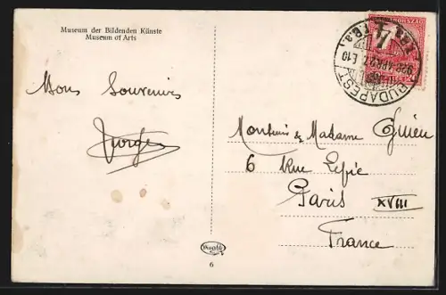 AK Budapest, Szépmüvészeti Muzeum a Városligetben