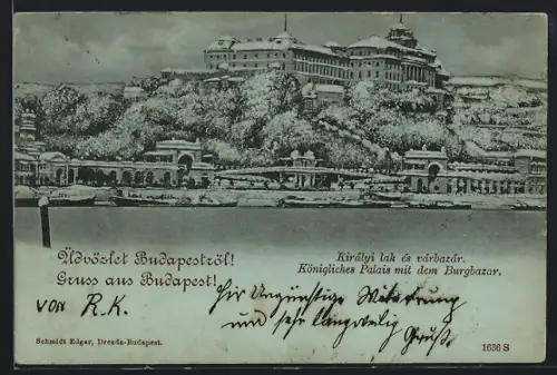AK Budapest, Königliches Palais mit dem Burgbazar