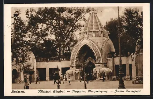 AK Budapest, Haupteingang zum Tiergarten