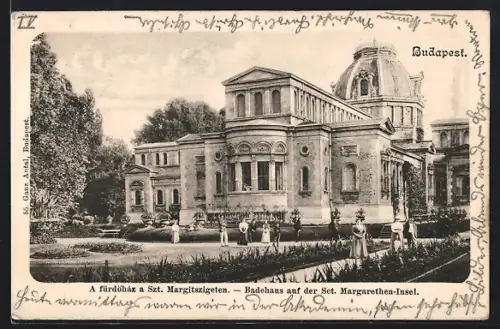 AK Budapest, Badehaus auf der Sct. Margarethen-Insel