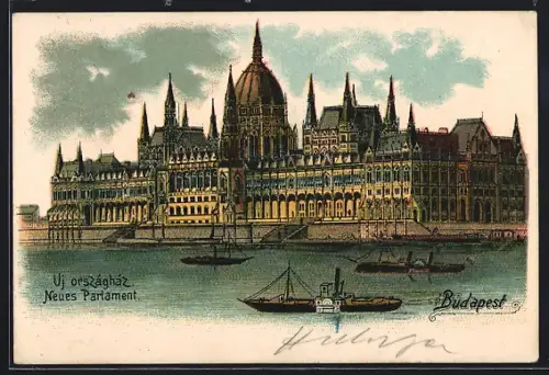 Lithographie Budapest, Neues Parlament