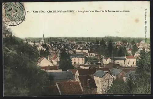 AK Chatillon-sur-Seine, Vue generale et Massif de la Source de laa Douix