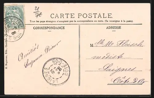 AK Chatillon-s-Seine, Je vous envoie ces Fleurs, Montage mit Postkartenmotiven und Blumen