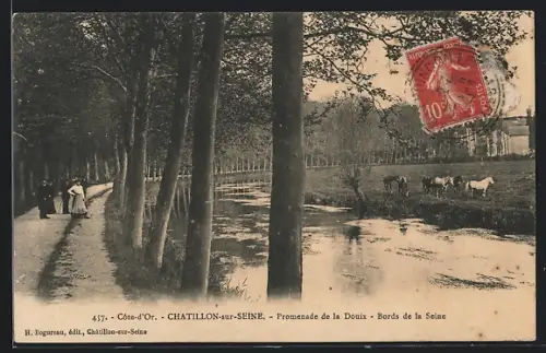 AK Chatillon-sur-Seine, Promenade de la Douix, Bords de la Seine