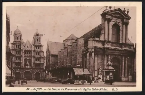 AK Dijon, La Bourse du Commerce et l`Eglise Saint-Michel