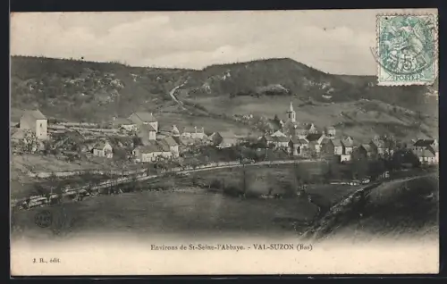AK Val-Suzon /Bas, Panorama mit Kirche