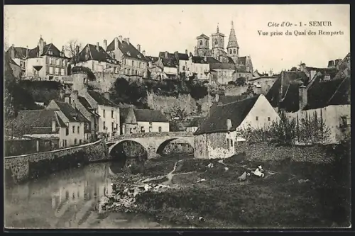 AK Semur /Côte-d`Or, Vue prise du Quai des Remparts