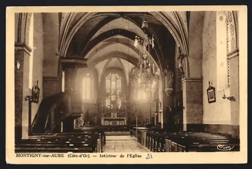AK Montigny-sur-Aube /Côte-d`Or, Intérieur de l`Eglise