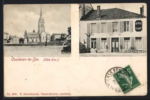 AK Coulmier-le-Sec, Hotel Lechapt, Panorama