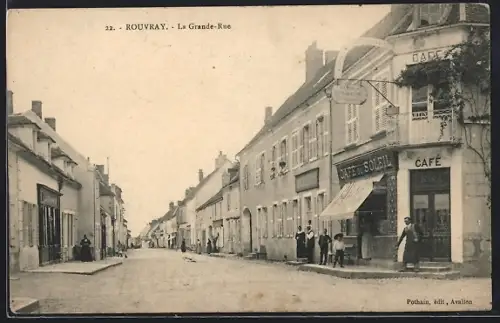 AK Rouvray, Café du Soleil, La Grande-Rue