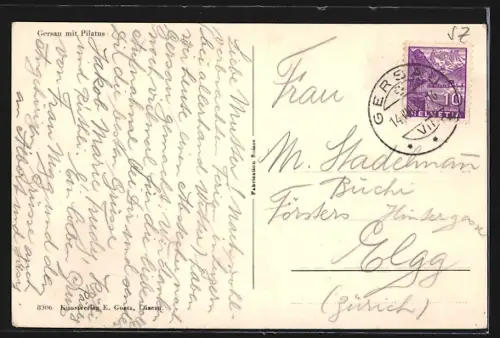 AK Gersau, Teilansicht mit Pilatus