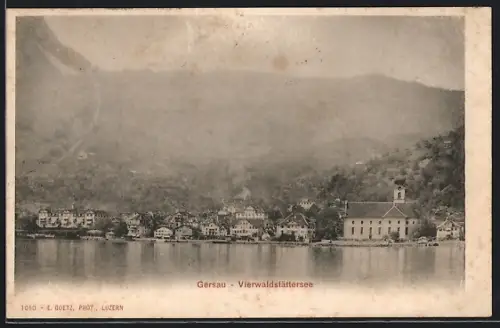 AK Gersau /Vierwaldstättersee, Teilansicht mit Kirche